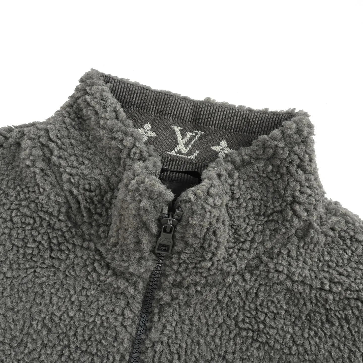 Louis Vuitton/Louis Vuitton 24Fw leather sherpa stand collar jacket